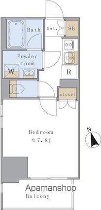 Ｂｒｉｌｌｉａ　ｉｓｔ　駒込[1K/25.56m2]の間取図