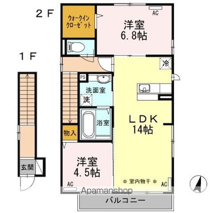 フィールド・パレス　芦花公園[2LDK/64.04m2]の間取図