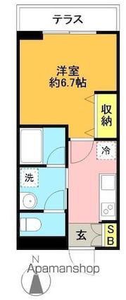 東京都世田谷区松原２丁目[1K/25.36m2]の間取図