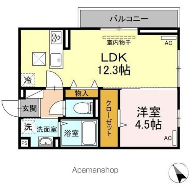 ブランネージュ下松[1LDK/40.28m2]の間取図
