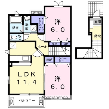 ブルーラグーン　Ⅰ[2LDK/59.82m2]の間取図