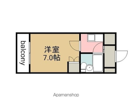 広島県広島市佐伯区楽々園２丁目[1K/18.2m2]の間取図