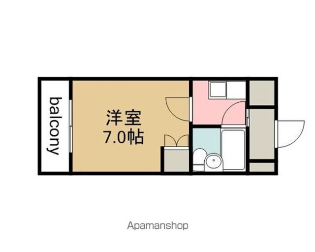 広島県広島市佐伯区楽々園２丁目[1K/18.2m2]の間取図