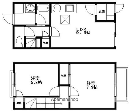 クレストビレッジⅡ[2LDK/59.62m2]の間取図