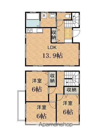 中央本線 豊田駅 徒歩17分 2階建 築4年の間取り写真