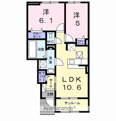 グリーン　ライズ　Ⅰ[2LDK/53.63m2]の間取図