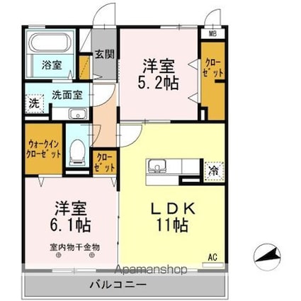 Ｇｌａｎｚ[2LDK/56.3m2]の間取図