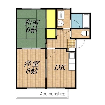 サンハイツＢ[2DK/43.69m2]の間取図