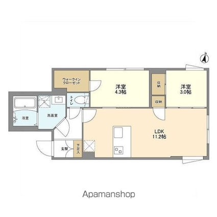東京都杉並区堀ノ内２丁目[2LDK/45m2]の間取図