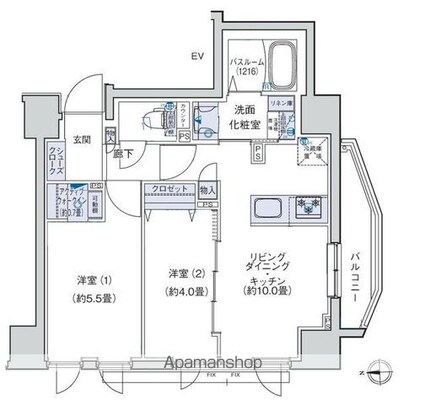 オーキッドレジデンス三ノ輪[2LDK/46.16m2]の間取図