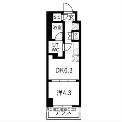 スパシエ幡ヶ谷[1DK/25.5m2]の間取図