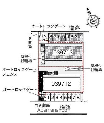 レオパレスＡｒｃａｄｉａ　Ｂ[1K/19.87m2]の配置図