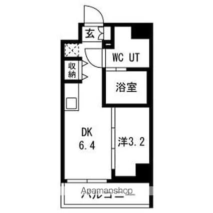 スパシエ幡ヶ谷[1DK/25.65m2]の間取図