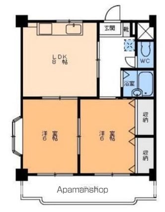 ハイツ山本[2DK/48.2m2]の間取図