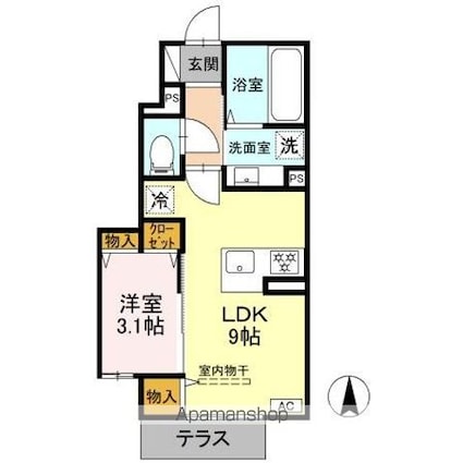 Ｄーｒｏｏｍ本庄[1LDK/33.16m2]の間取図
