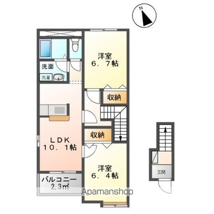 オンソレイユ[2LDK/55.45m2]の間取図