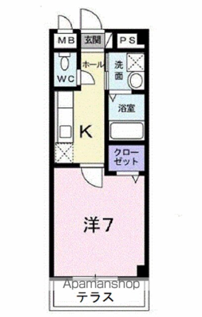 クリザンテーム　山本Ⅱ[1K/25.52m2]の間取図