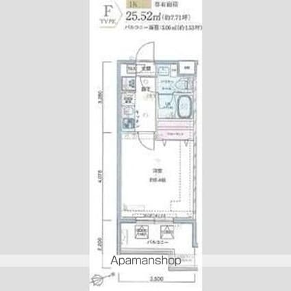 ＧＥＮＯＶＩＡ亀戸Ⅳｓｋｙｇａｒｄｅｎ[1K/25.52m2]の間取図