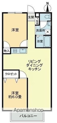 香川県高松市太田上町[2LDK/57.75m2]の間取図