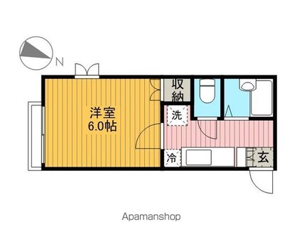 ルナベルーナ[1K/20.4m2]の間取図