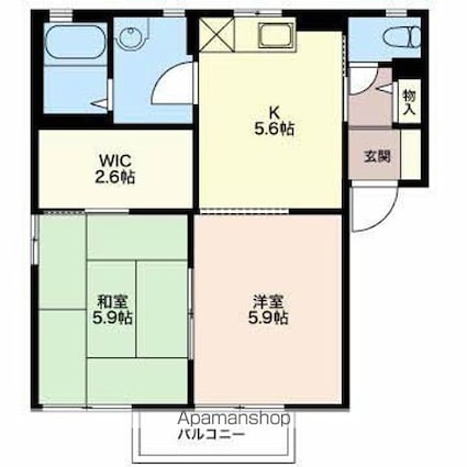 フォーレス望Ａ棟[2DK/43.54m2]の間取図