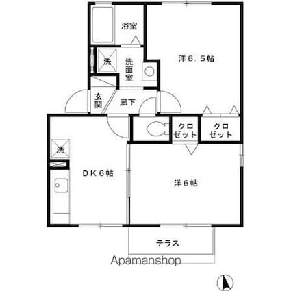 スプレンドーレ[2DK/42.11m2]の間取図