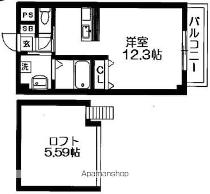イーカムコート[1R/28.63m2]の間取図