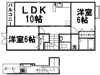 グッディ亀山Ａ[2LDK/57.02m2]の間取図