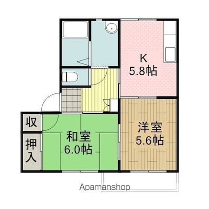 メゾンドシュヴァリエ[2DK/43.75m2]の間取図