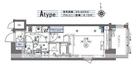 ＺＯＯＭ四谷左門町[1K/25.92m2]の間取図