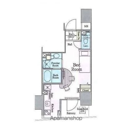 ロイジェントパークス四ツ谷[1R/28.2m2]の間取図