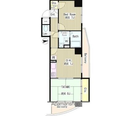 東京都武蔵野市中町２丁目[2DK/47.53m2]の間取図