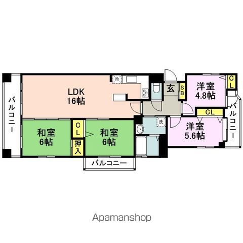 【福岡市中央区港のマンションの間取り】