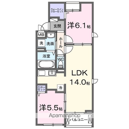 カーサ・ソレイユ　Ａ[2LDK/56.62m2]の間取図
