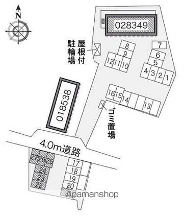 レオパレスアウルⅡ[1K/20.28m2]の配置図