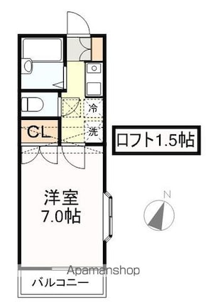 クリスタルパレス弐番館[1K/24.81m2]の間取図