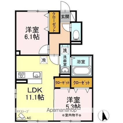 クラリス[2LDK/54.02m2]の間取図