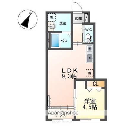 グランデージ松ヶ丘[1LDK/37.2m2]の間取図