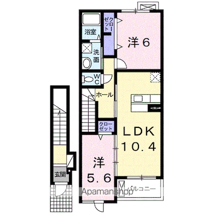 和歌山県和歌山市栄谷[2LDK/56.47m2]の間取図