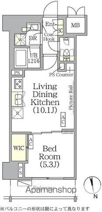 ザ・パークハビオ神楽坂レジデンスＳｏｕｔｈ[1LDK/39.43m2]の間取図