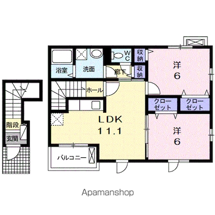 モン・マリーノⅢ[2LDK/57.85m2]の間取図