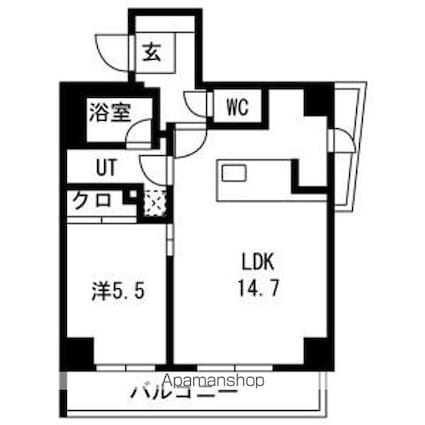 スパシエ幡ヶ谷[1LDK/46.47m2]の間取図