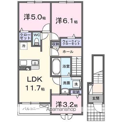 ペンサミエント[3LDK/62.1m2]の間取図