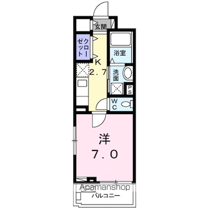Ｂｅｌｌｅ　Ｆｏｎｔａｉｎｅ[1K/26.9m2]の間取図