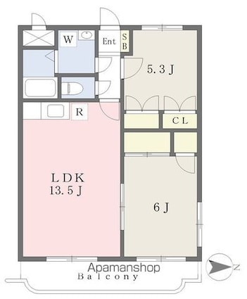 セレーノアカマツ[2LDK/56.43m2]の間取図