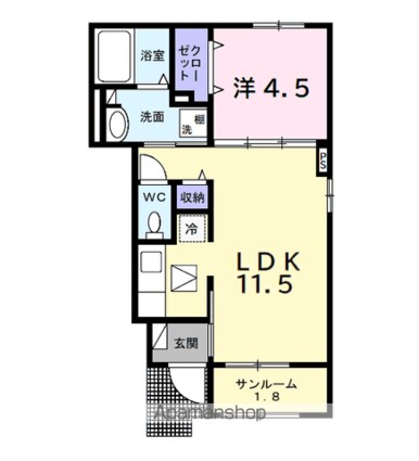 ヒカルサ市原姉ヶ崎ノース[1LDK/40.03m2]の間取図