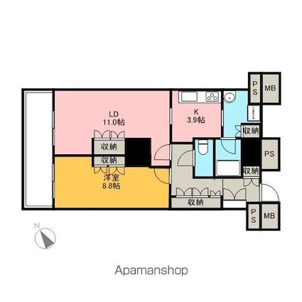 ＴＨＥ　ＴＯＫＹＯ　ＴＯＷＥＲＳ　ＭＩＤＴＯＷＥＲ[1LDK/59.98m2]の間取図