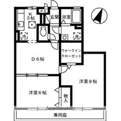 ウイングＭＩＳＡＷＡⅢ[2DK/52.5m2]の間取図