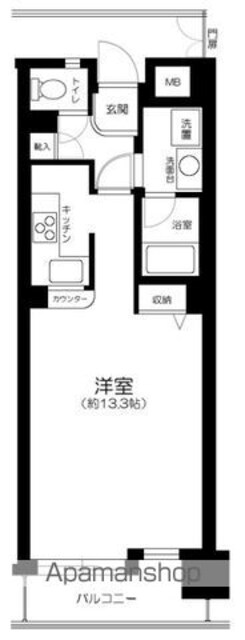 ユニーブル田町[1K/36.95m2]の間取図