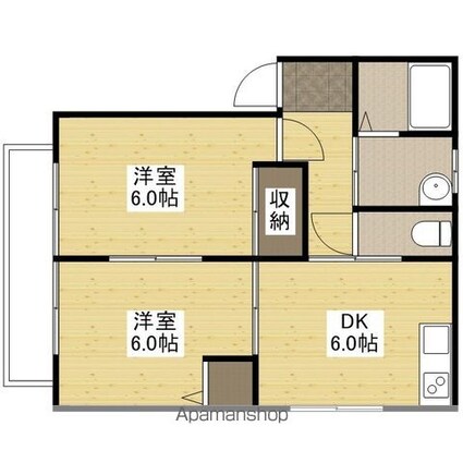 メゾンシーサイド[2DK/43.75m2]の間取図
